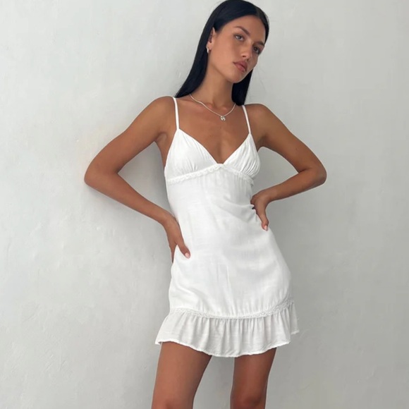 Motel Rocks Dresses & Skirts - Motel Rocks White Tavita Frill Mini Dress